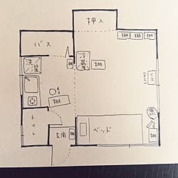 部屋全体/間取り図/賃貸/一人暮らし/1Kのインテリア実例 - 2015-02-25 17:27:32