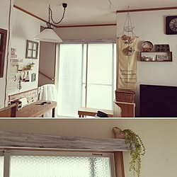 玄関/入り口/カフェ風インテリアを目指して/ホワイトシャビー/戸建て賃貸/カーテンボックスDIY...などのインテリア実例 - 2016-02-27 17:10:04