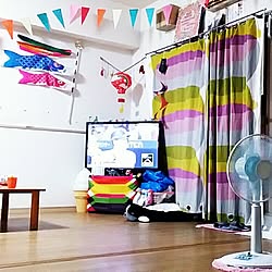 部屋全体/IKEAカーテン/カラフルな部屋/もっとカラフルにしたい！のインテリア実例 - 2015-08-20 23:45:05