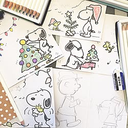 机/snoopy/スヌーピー/手描きカード/手描きイラスト...などのインテリア実例 - 2015-12-08 08:55:06