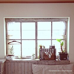 部屋全体/室内グリーン/手作り板壁/DIY/手作り窓枠...などのインテリア実例 - 2013-01-31 16:40:24