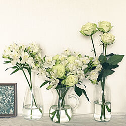 癒し/５月/お花のある暮らし/ガラスの花器/バラ...などのインテリア実例 - 2022-05-15 18:09:15