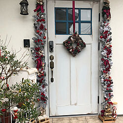 クリスマスの玄関/リースの飾り方/リースのある暮らし/アイデア/クリスマス...などのインテリア実例 - 2022-11-13 15:28:22