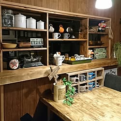 部屋全体/キッチンカウンター/キッチンカウンターDIY/カフェ風/壁紙屋本舗...などのインテリア実例 - 2017-03-25 17:11:50