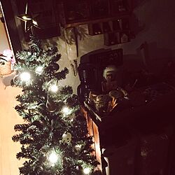 部屋全体/夜のクリスマスツリー/ライトアップ♡/暗いけど/まつぼっくり♡...などのインテリア実例 - 2015-11-08 22:26:59