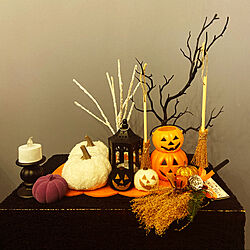 White pumpkin/魔女のほうき/HAPPY HALLOWEEN/trick art treat/HALLOWEEN...などのインテリア実例 - 2022-09-11 18:33:29