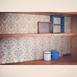キッチン/DIY/vintage wallpaper/食器棚/BRISTOL KITCHEN COUNTERのコンセント口が好きのインテリア実例 - 2015-01-10 20:39:28