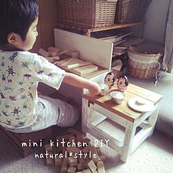 子供の作業台/DIY/ダイソー木材/けしごむはんこ/おままごとキッチン風♪...などのインテリア実例 - 2015-06-10 09:36:58