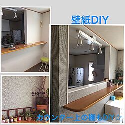 キッチン/DIY/観葉植物/壁紙DIYのインテリア実例 - 2016-06-18 07:25:22