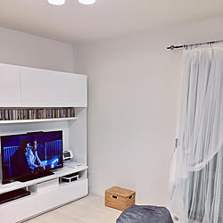 IKEAのカーテン/ニトリのカーテンレール/ハイタイプテレビ台/テレビボード/IKEA...などのインテリア実例 - 2019-04-30 20:55:02