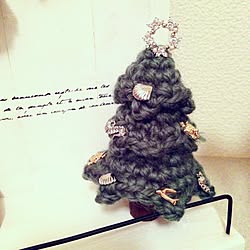 玄関/入り口/クリスマス/ダイソー/ハンドメイド　/編み物のインテリア実例 - 2013-12-11 08:35:18