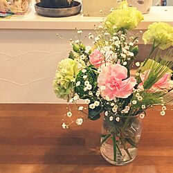 キッチン/花束の花/卒業式の花/花のある暮らしのインテリア実例 - 2017-03-15 23:29:15