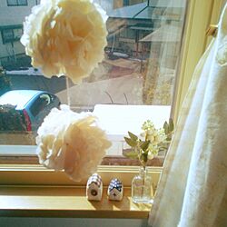 ベッド周り/布のお家/ペーパーナプキンポンポン/ガラスの小瓶/造花のインテリア実例 - 2016-03-12 10:15:17