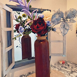 玄関/入り口/和風の花瓶に洋風造花！/購入目的はベランダの後日pic!/W投稿スミマセン☺️のインテリア実例 - 2022-02-05 09:56:55