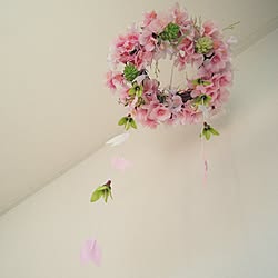 ダイソー 桜リースのインテリア実例 Roomclip ルームクリップ
