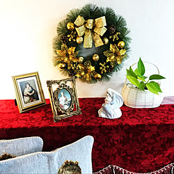 玄関 入り口 クリスマスリース 玄関ドアの内側にリースを飾る アマゾンで購入したものを一部補整のインテリア実例 17 11 04 17 23 14 Roomclip ルームクリップ