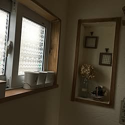 バス/トイレ/ニトリ/セリアチェッカーガラス/手作りニッチ/木枠DIY...などのインテリア実例 - 2017-06-01 08:11:40