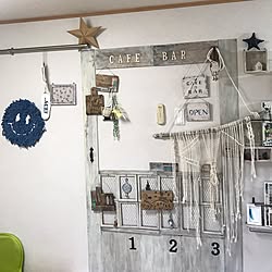 壁/天井/マクラメタペストリー/アルファベットオブジェ/cafe&bar扉風/!!!!!アホ仲間!!!!!...などのインテリア実例 - 2017-05-07 09:58:29