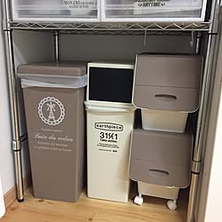 フロントオープンゴミ箱 無印良品 山善さんのスチールラック Ikea ニトリ などのインテリア実例 19 03 25 09 13 14 Roomclip ルームクリップ