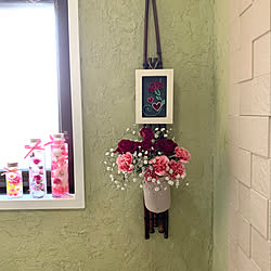萩焼掛け花入れ/ハーバリウム手作り/カーネーション/ペーパークイリングDIY/紙巻アージュ...などのインテリア実例 - 2020-05-08 08:42:57