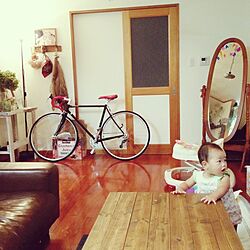 部屋全体/テーブル　DIY/自転車/ドライフラワー/生活感のインテリア実例 - 2014-09-10 19:42:30
