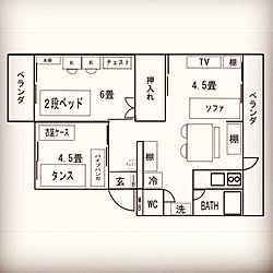 間取り図 都営住宅 部屋全体 団地のインテリア実例 16 08 16 21 39 23 Roomclip ルームクリップ