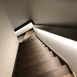 間接照明 無垢床 アイアン手すり スケルトン階段 しっくい壁 などのインテリア実例 19 06 06 22 28 26 Roomclip ルームクリップ