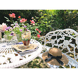 麦わら帽子/ストローハット/好きな時間/お庭でコーヒータイム/癒しの時間...などのインテリア実例 - 2022-05-23 18:42:26