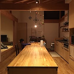 部屋全体 ダイニングテーブル 勉強机 作業台 長いテーブルのインテリア実例 2017 02 02 21 33 52 Roomclip ルームクリップ