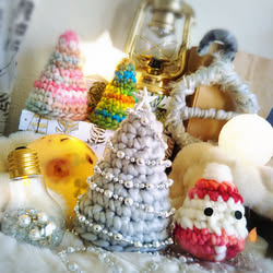 クリスマス/セリア電球風LEDオーナメント/編み編みツリー☆/花キャンドルのライト/ダイソー...などのインテリア実例 - 2017-11-13 08:50:13
