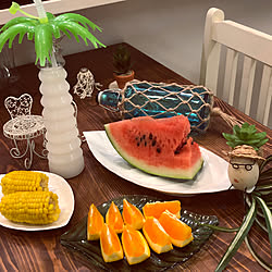 やしの木/すいか/とうもろこし/夏気分/いいね!ありがとうございます◡̈♥︎...などのインテリア実例 - 2019-06-02 22:53:16
