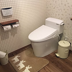 バス/トイレ/アクセントクロス/チェッククロス/花柄クロス/トイレマット...などのインテリア実例 - 2017-08-31 10:35:34