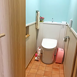 バス/トイレ/クッションフロア/テラコッタ風クッションフロア/トイレ収納/TOTOトイレ...などのインテリア実例 - 2018-07-23 00:35:20