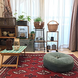 月兎印/アウトドア用品/フロアラウンドクッション/洗えるラグ/オリーブ...などのインテリア実例 - 2020-04-06 07:28:02