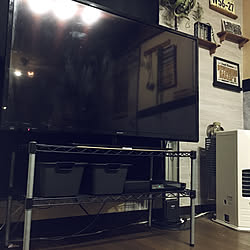 棚/メタルラックリメイク/テレビ台/賃貸でも楽しく♪/賃貸でも諦めない!...などのインテリア実例 - 2017-11-12 23:22:43
