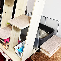 Diy 猫砂の飛び散り防止対策 猫トイレカバーdiy 猫トイレ ダイソー などのインテリア実例 22 06 13 09 14 06 Roomclip ルームクリップ
