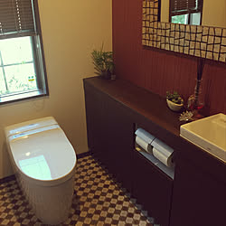 トイレの鏡 コラベル アジアンリゾート アクセントクロス リゾート風 などのインテリア実例 06 21 22 12 46 Roomclip ルームクリップ