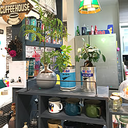 リビング/カフェ風を目指して♪/セリア アイアンバー/マグカップ収納棚/ミルクペイントディキシーブルー...などのインテリア実例 - 2019-01-12 17:02:15