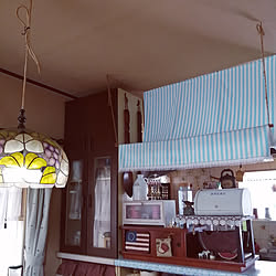 壁/天井/オーニング風/ダイソー♡/カフェ風インテリアを目指して/ダイソー...などのインテリア実例 - 2020-06-05 09:27:49