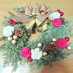 玄関/入り口/DIY/セリア/100均アイテム/クリスマスリース...などのインテリア実例 - 2018-12-10 09:34:05