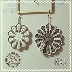 壁/天井/ハンドメイド/コメントお気づかいなく♥︎/ポットマット手編み/私のハンドメイド 冬...などのインテリア実例 - 2017-11-18 19:20:35