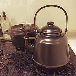 キッチン やかん 艶消し黒 協和工業 阪和ホーロー などのインテリア実例 16 02 26 11 33 38 Roomclip ルームクリップ