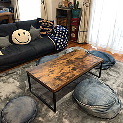 ニトリのテーブル ラグ ニトリのラグ 無印良品 ソファ デニムクッション などのインテリア実例 18 11 26 17 14 Roomclip ルームクリップ