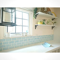 キッチン/ウォールシェルフ/IKEAランタン/格子窓DIY/DALTON ...などのインテリア実例 - 2017-03-16 09:47:58