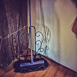 掃除道具立て/掃除道具収納/掃除道具/ブラックアイアン/ウッド×アイアン...などのインテリア実例 - 2020-04-06 14:33:07
