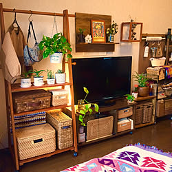 棚/コートハンガーリメイク/狭小でも諦めない/観葉植物/グリーンのある暮らし...などのインテリア実例 - 2018-01-28 20:03:49