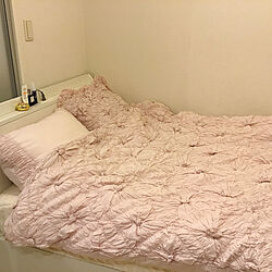一人暮らしの部屋/ベッドカバー/かわいい♡/ピンク/ピンク×グレー...などのインテリア実例 - 2021-02-07 22:07:47