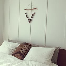 ベッド周り/boho beach style/キリムクッション/松ぼっくり/ハンドメイド...などのインテリア実例 - 2016-11-10 10:53:05