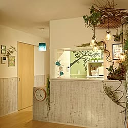 部屋全体/ディスプレイ/アイアン/ウォールステッカー/アクセントクロス グリーン...などのインテリア実例 - 2017-04-19 16:51:39