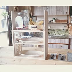 キッチン/団地/DIY/カウンターDIY/mokamokaちゃんのカゴ♡...などのインテリア実例 - 2016-01-27 18:04:40